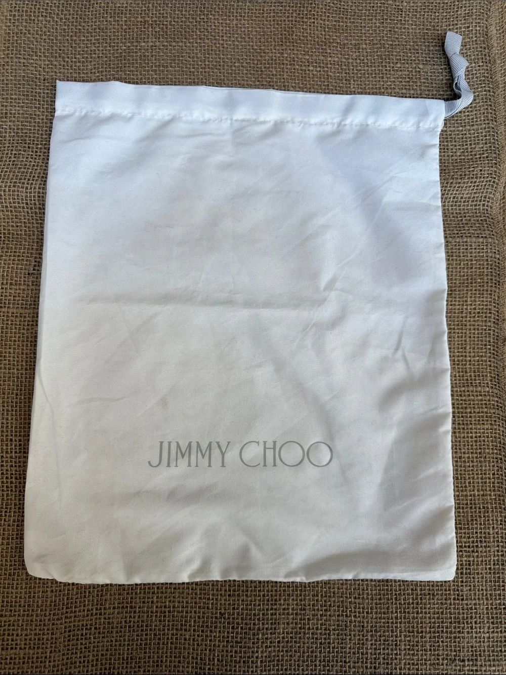 Jimmy Choo White Logo Drawstring Purse or Shoe Dust Bag